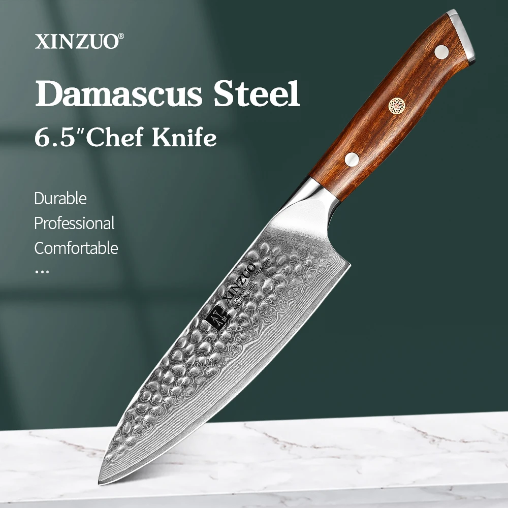 

XINZUO 6.5'' Inches Chef Knife 67 Layers Damascus Steel 10Cr15 CoMoV Janpanse Knives Meat Cleaver Ironwood Handle Kitchen Tool