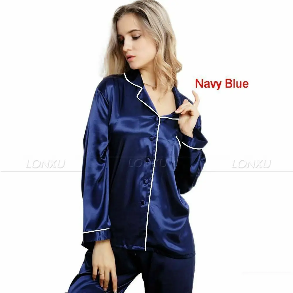 2019 New Autumn Womens Satin Silk Pajama Sets Long Sleeve Sexy Sleepwear Homewear Button Closed Nightwear Set Soft
2019 New Autumn Womens Satin Silk Pajama Sets Long Sleeve Sexy Sleepwear Homewear Button Closed Nightwear Set Soft