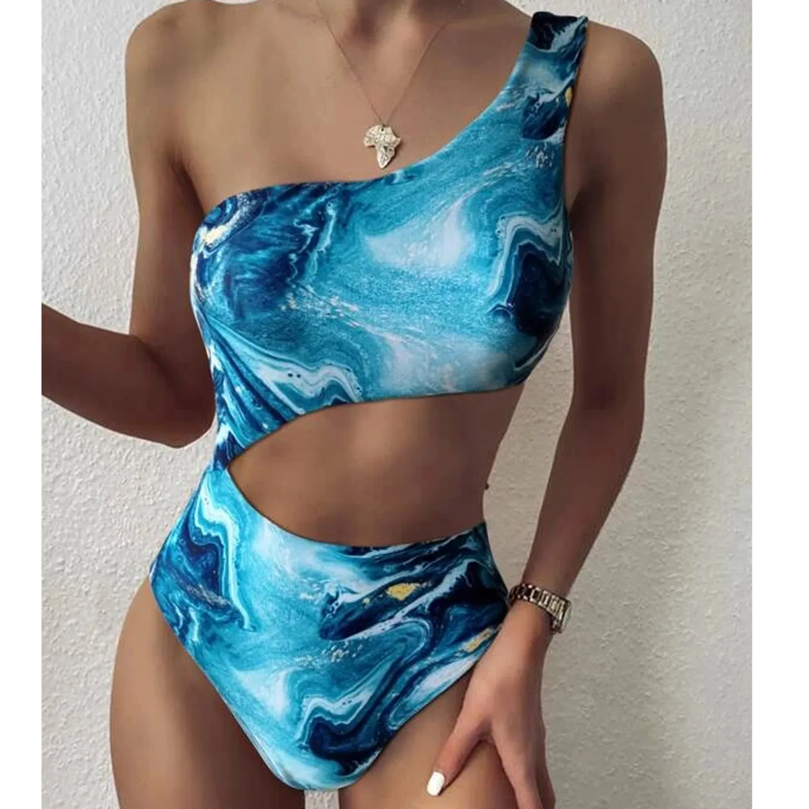Sexy One-shoulder Bikini Woman's Tie-dye Print Hollow Out Swimsuit Tummy Control Push Up Summer Beach Sexy Monokini Swimwear
Sexy One-shoulder Bikini Woman's Tie-dye Print Hollow Out Swimsuit Tummy Control Push Up Summer Beach Sexy Monokini Swimwear