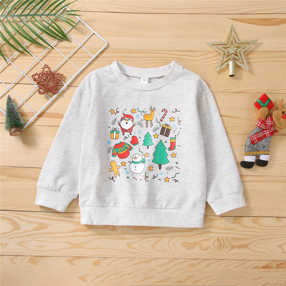 Casual Children's Santa Snowman Elk Cartoon Christmas Sweatshirts Long Sleeve Loose Pullover Tops Grey Red For Boy Girl 2021
Casual Children's Santa Snowman Elk Cartoon Christmas Sweatshirts Long Sleeve Loose Pullover Tops Grey Red For Boy Girl 2021