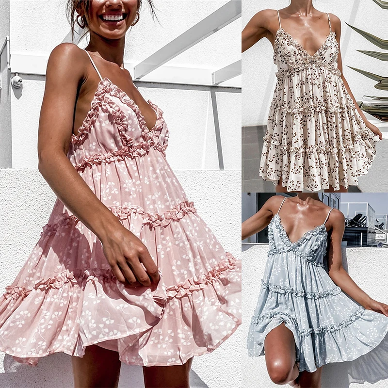Summer Women Floral Ruffle Short Dress Good-looking Backless Dress Casual Breathable Clothes Polyester Comfortable Dress
Summer Women Floral Ruffle Short Dress Good-looking Backless Dress Casual Breathable Clothes Polyester Comfortable Dress