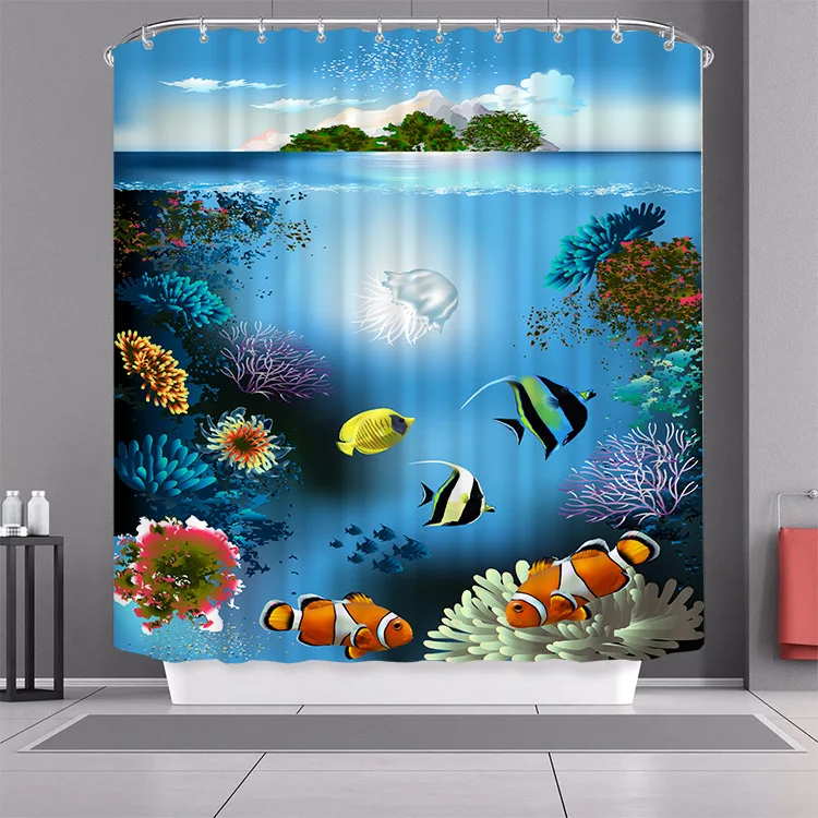 Bathroom Floral Shower Curtain Clear Ocean Waterproof Shower Curtain Nature Art Blue Fabric Riel Cortina Bathroom Decor BA60YL
Bathroom Floral Shower Curtain Clear Ocean Waterproof Shower Curtain Nature Art Blue Fabric Riel Cortina Bathroom Decor BA60YL