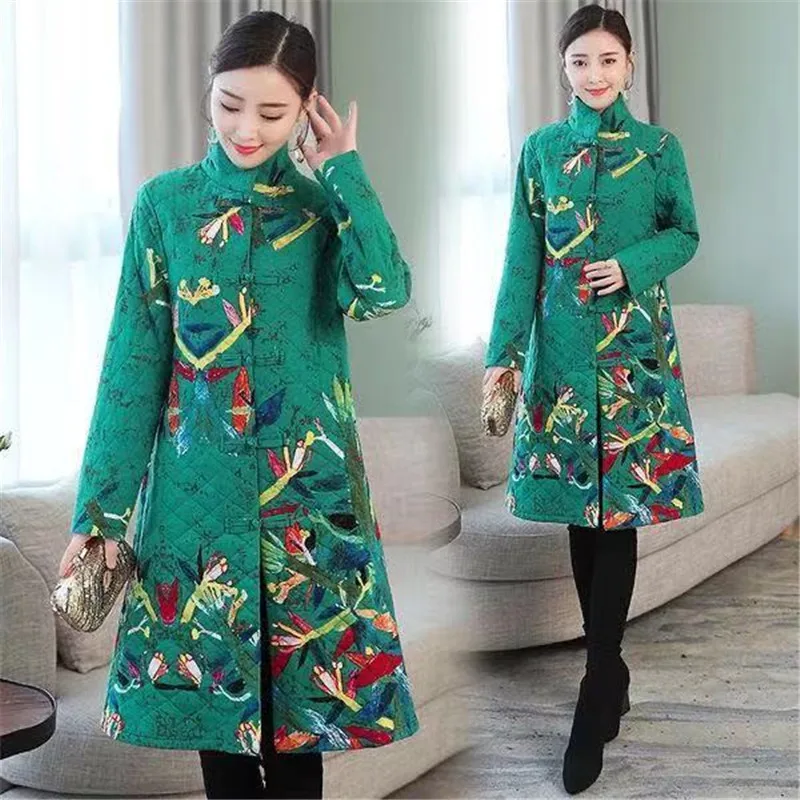 Cotton Coat Women's Autumn Winter 2021 National Wind Printed Warm Cotton Padded Jacket Mid-Length Outwear Mother Overcoat Female
Cotton Coat Women's Autumn Winter 2021 National Wind Printed Warm Cotton Padded Jacket Mid-Length Outwear Mother Overcoat Female