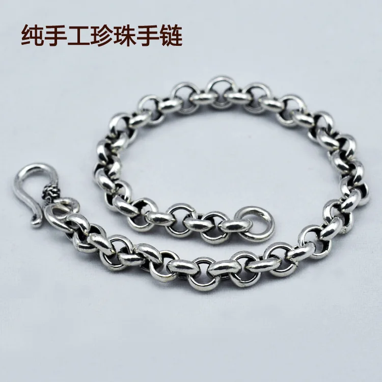 925 Sterling Silver Vintage Silver Bracelet Male Men Handmade Sterling Silver Men And Women Pearl Bracelet Authentic Wholesale
925 Sterling Silver Vintage Silver Bracelet Male Men Handmade Sterling Silver Men And Women Pearl Bracelet Authentic Wholesale