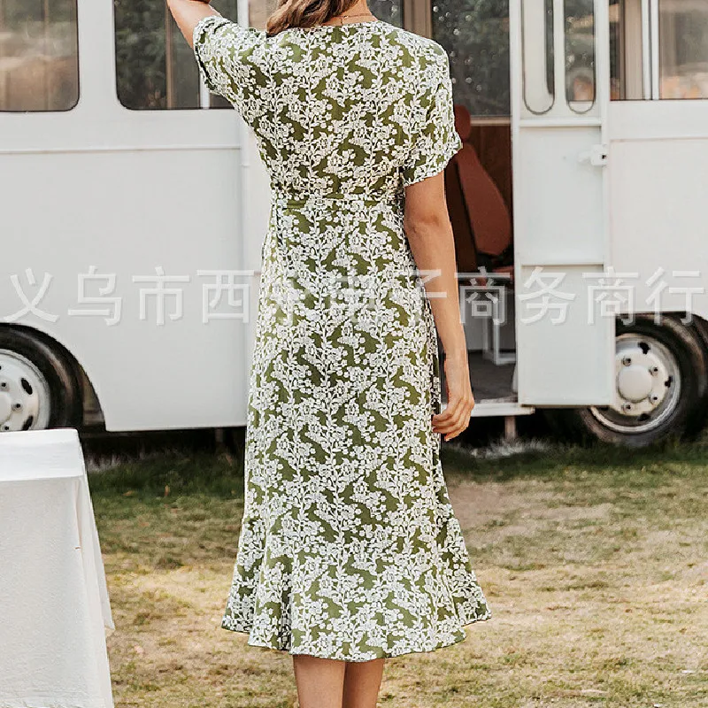 V-neck Casual Elegant Women Print Slim Dress 2020 Summer Fashion Ruffles Irregular Maxi Dresses
V-neck Casual Elegant Women Print Slim Dress 2020 Summer Fashion Ruffles Irregular Maxi Dresses