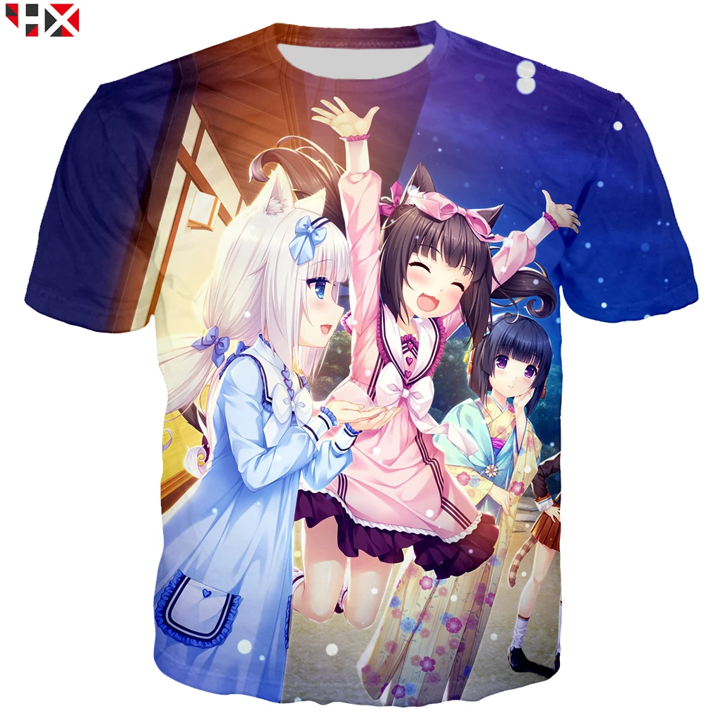 Аниме Nekopara шоколад ванили милые девушки футболка 3D принт для мужчин/женская с