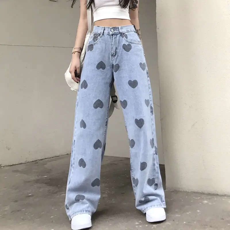 Heart Printing Jeans Women's Summer Fat Sister 2021 New Large Size High Waist Loose Straight-Leg Wide-Leg Pants Fashion
Heart Printing Jeans Women's Summer Fat Sister 2021 New Large Size High Waist Loose Straight-Leg Wide-Leg Pants Fashion