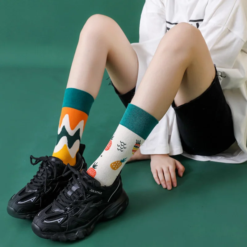 

Смешные Мультяшные милые модные осенне-зимние парные хлопковые носки AB в стиле Харадзюку, счастливый подарок для мужчин, Короткие повседне...