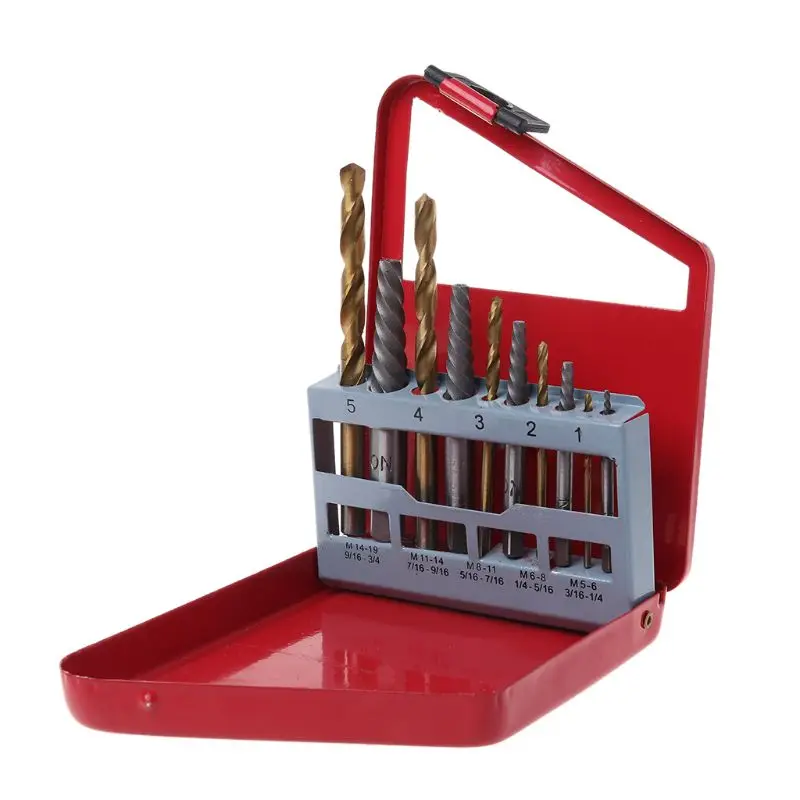 10Pcs/Set Damaged Screw Extractors + Twist Drill Bits Kit + Storage Box Case Screw Remover Tool
10Pcs/Set Damaged Screw Extractors + Twist Drill Bits Kit + Storage Box Case Screw Remover Tool