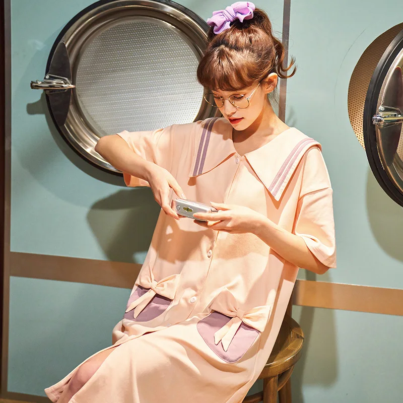 Летние женские отложной воротник пикантные кардиган кол-Длина Sleepdress домашняя пижама для женщин Kawaii Лук карман футболка с короткими рукавам...
Летние женские отложной воротник пикантные кардиган кол-Длина Sleepdress домашняя пижама для женщин Kawaii Лук карман футболка с короткими рукавам...