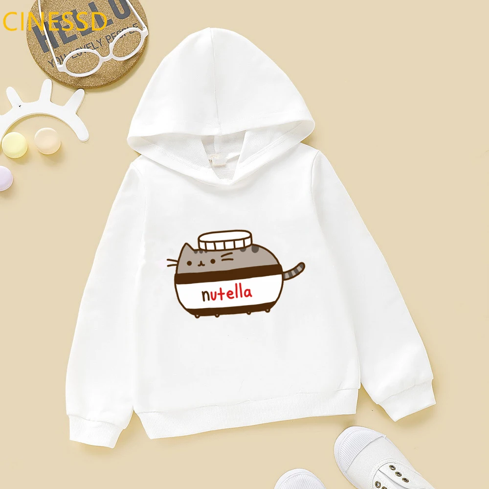 Милая детская одежда с капюшоном рисунком кошки Nutella забавный свитшот для