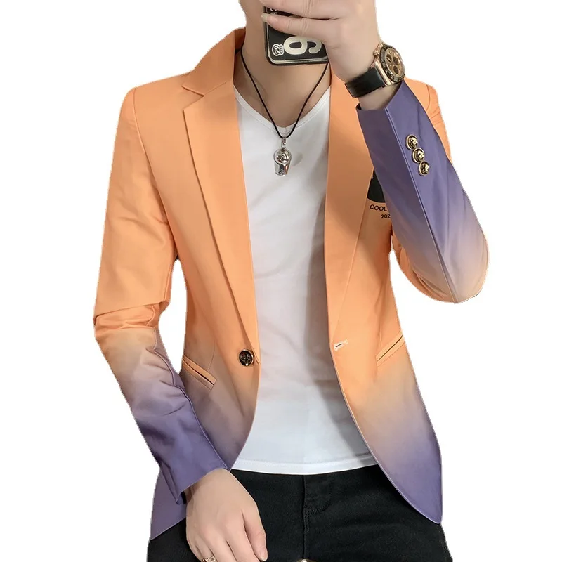 2022 Spring New Men's Fashion Wear Gradient Color Printed blazer Youth Slim Casual suit jacket blazers
2022 Spring New Men's Fashion Wear Gradient Color Printed blazer Youth Slim Casual suit jacket blazers