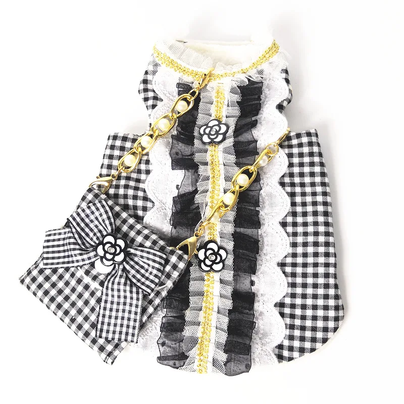 Роскошный комплект одежды для кошек и собак, платье, жилет, жемчужное украшение, классическая одежда для щенков камелии, для маленьких собак... 
Роскошный комплект одежды для кошек и собак, платье, жилет, жемчужное украшение, классическая одежда для щенков камелии, для маленьких собак...