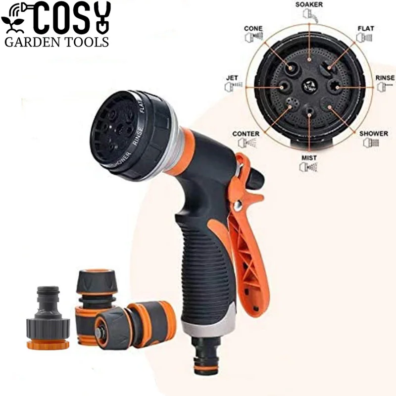 Многофункциональный садовый водяной пистолет, насадка для полива газона, 8 режимов, высокое давление, прочный ручной распылитель, шланг
Многофункциональный садовый водяной пистолет, насадка для полива газона, 8 режимов, высокое давление, прочный ручной распылитель, шланг