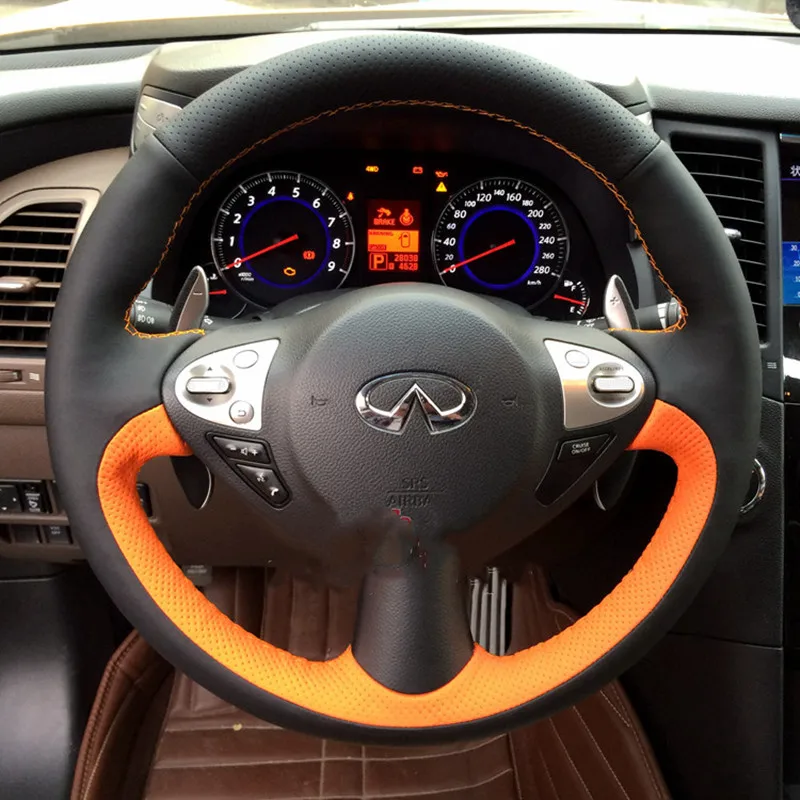 DIY Hand-Stitched Carbon Fiber Suede Leather Car Steering Wheel Cover for Infiniti FX35 Interior Auto Accessories
DIY Hand-Stitched Carbon Fiber Suede Leather Car Steering Wheel Cover for Infiniti FX35 Interior Auto Accessories