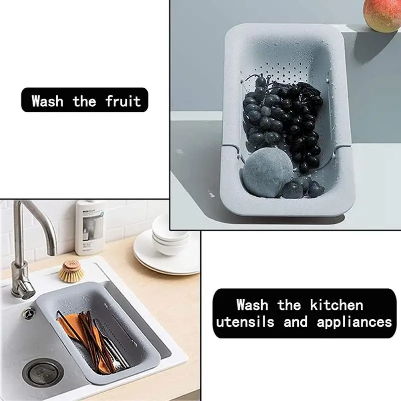 Выдвижная сливная корзина, стойка для раковины, расширяемая полка для мытья фруктов и овощей, кухонный инструмент для хранения посуды
Выдвижная сливная корзина, стойка для раковины, расширяемая полка для мытья фруктов и овощей, кухонный инструмент для хранения посуды