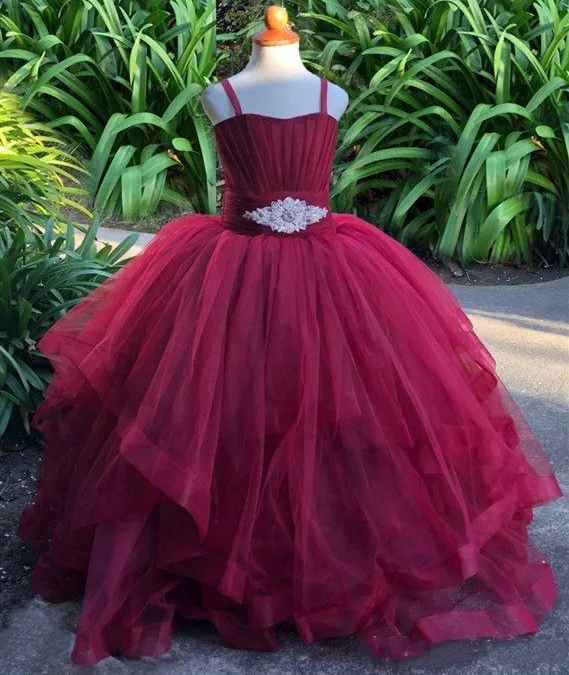 

New Customized Ball gown Puffy Tulle Flower Girl Dress for Wedding Kids Clothes Girls Birthday Party Pageant Gown Size 2-16Y
