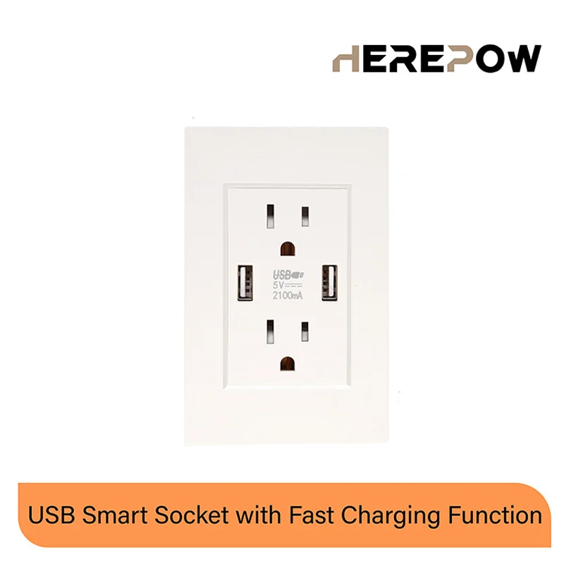 Herepow US Standard Dual USB Socket, Dual 2.1A USB Socket, White / Black / Gold PC Fireproof Panel 118mm * 76mm
Herepow US Standard Dual USB Socket, Dual 2.1A USB Socket, White / Black / Gold PC Fireproof Panel 118mm * 76mm
