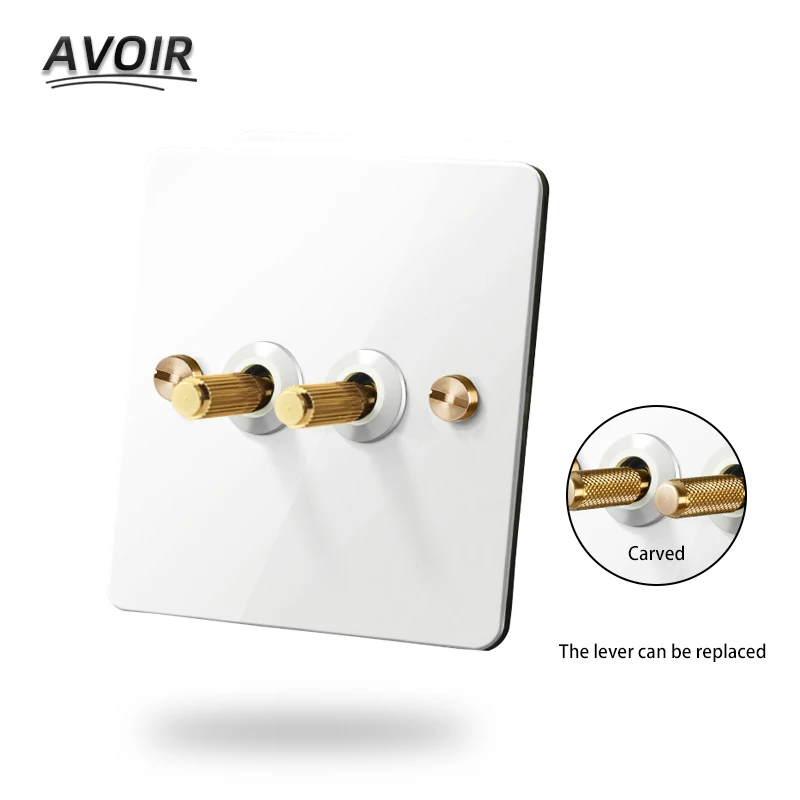 

Avoir Light Switch USb Wall Socket White Knurled Toggle Switches Stainless Steel Panel EU FR Plugs Electrical Sockets 110V 250V