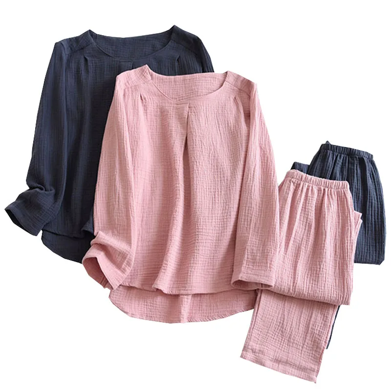 Ladies Solid Color Round Neck Simple Style Loose Thin Household 2Pcs Household Pajamas Set Sleepwear Women Cotton pyjamas
Ladies Solid Color Round Neck Simple Style Loose Thin Household 2Pcs Household Pajamas Set Sleepwear Women Cotton pyjamas
