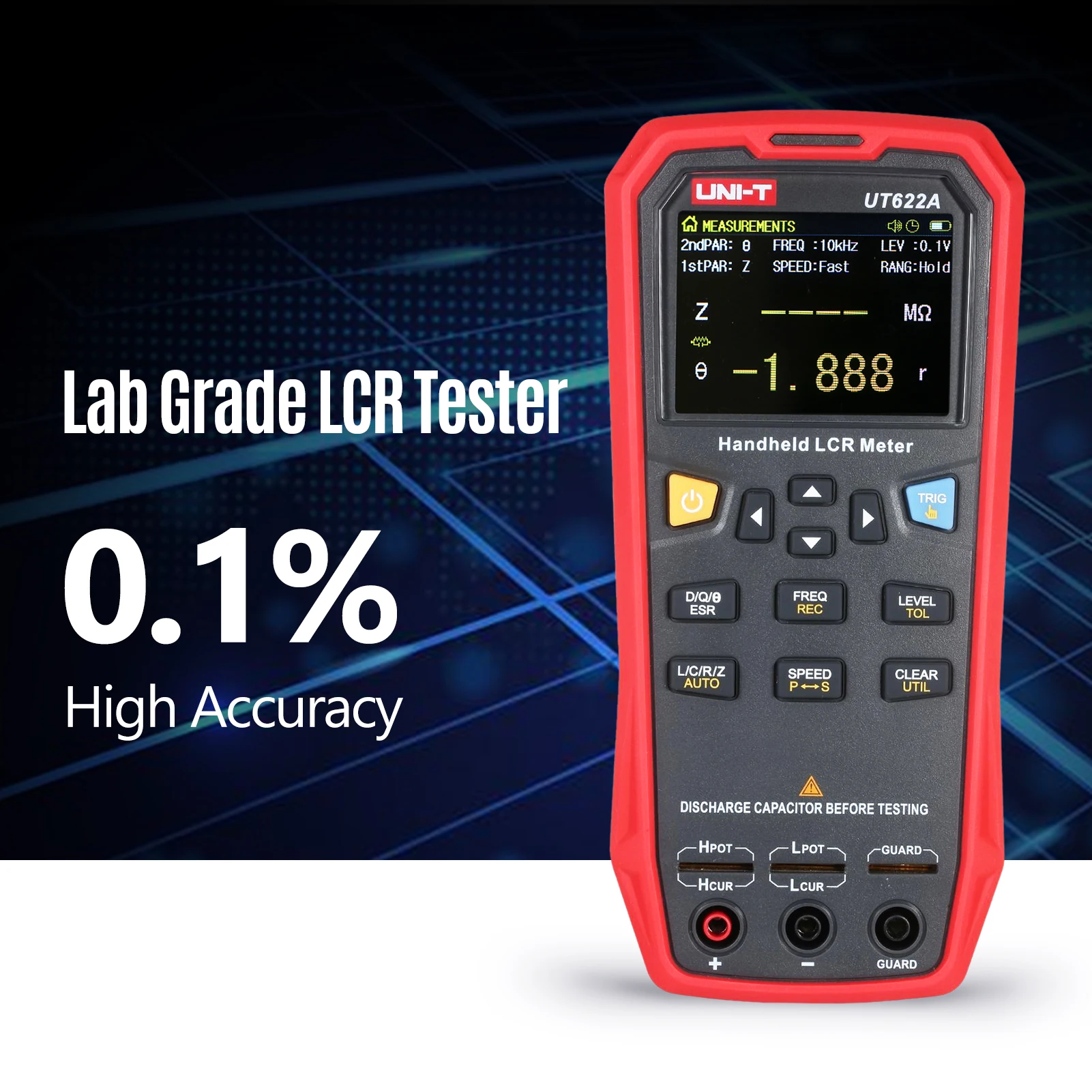 UNI-T Handheld LCR Meter 10kHz 0.1% High Accuracy Lab Grade LCR Meter Tester with Inductance Capacitance Resistance ESR
UNI-T Handheld LCR Meter 10kHz 0.1% High Accuracy Lab Grade LCR Meter Tester with Inductance Capacitance Resistance ESR
