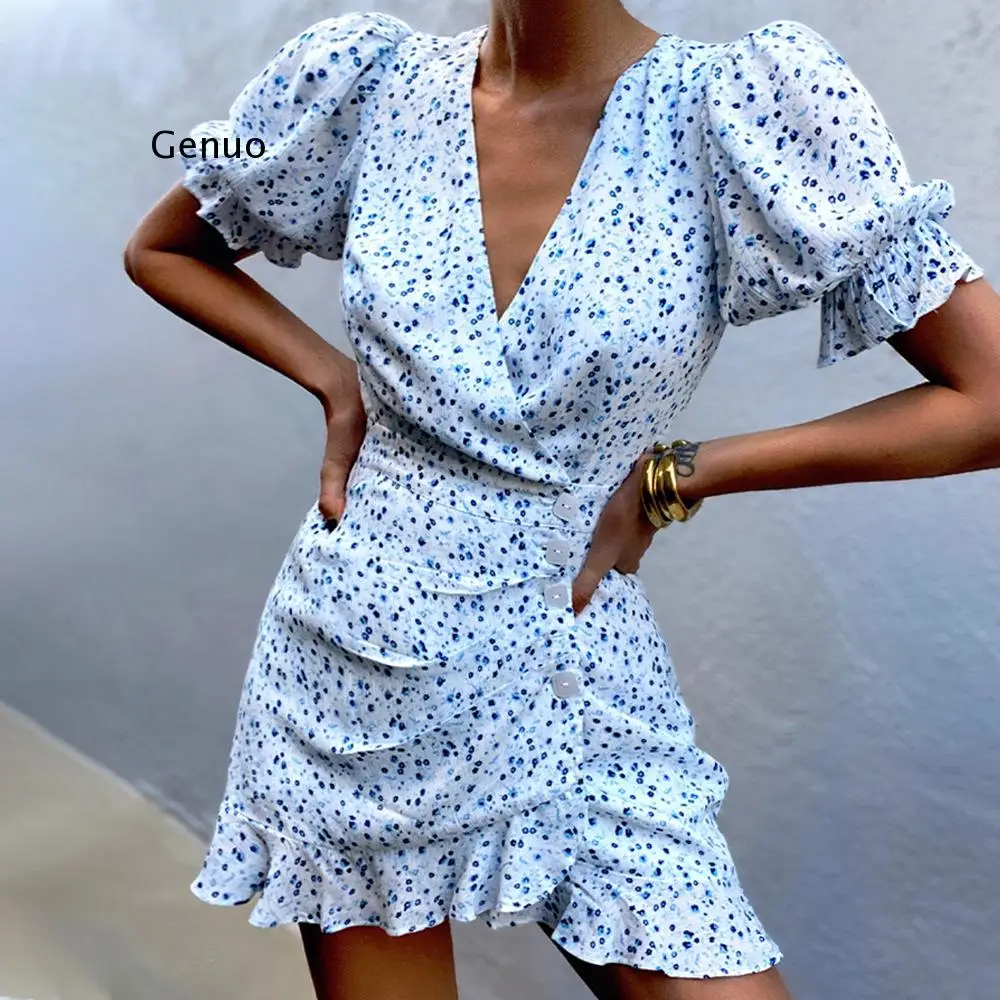 Summer Wrap Dress Short Sleeve Women Casual Ruffles Dresses 2021 Fashion Flower Print V-Neck Ladies Bohemian Holiday Sundress
Summer Wrap Dress Short Sleeve Women Casual Ruffles Dresses 2021 Fashion Flower Print V-Neck Ladies Bohemian Holiday Sundress