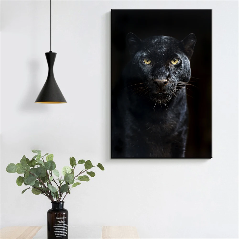 Животные Черная пантера настенная Картина на холсте скандинавские постеры и