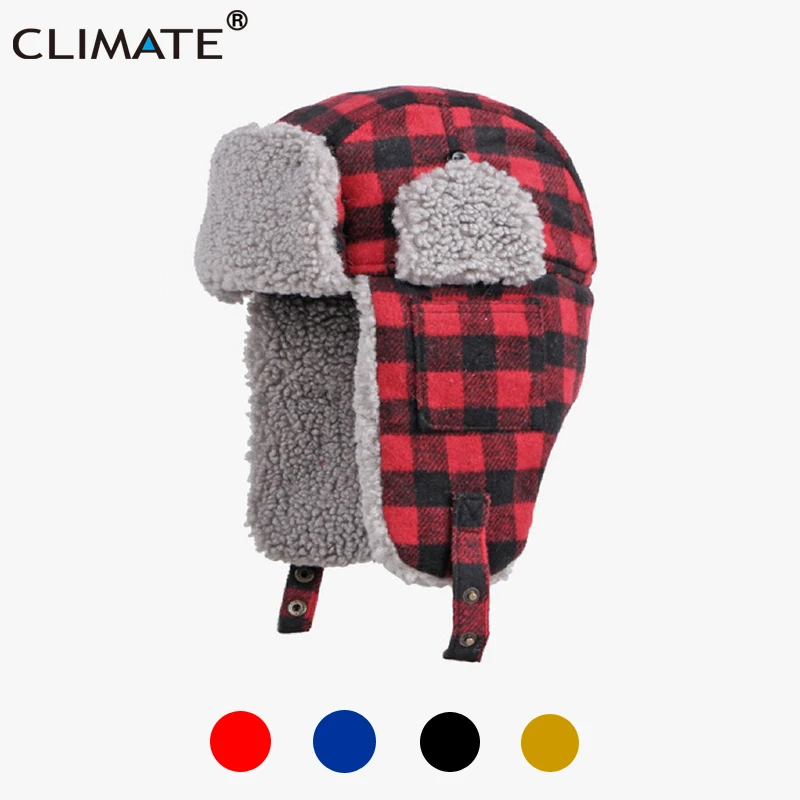 CLIMATE Fashion Bomber Winter Warm Hat Windproof Russian Ushanka Pilot's Hats Ear Face Protect Fur Ski Plaid Cap Hats for Winter
CLIMATE Fashion Bomber Winter Warm Hat Windproof Russian Ushanka Pilot's Hats Ear Face Protect Fur Ski Plaid Cap Hats for Winter