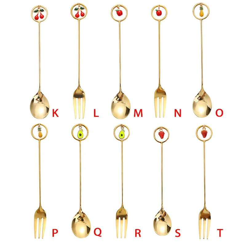 Cute Stainless Steel Spoon Fork Coffee Stirring Spoon Dessert Cake Fruit Fork with Fruit Pendant Decorataive Tableware Supplies 
Cute Stainless Steel Spoon Fork Coffee Stirring Spoon Dessert Cake Fruit Fork with Fruit Pendant Decorataive Tableware Supplies