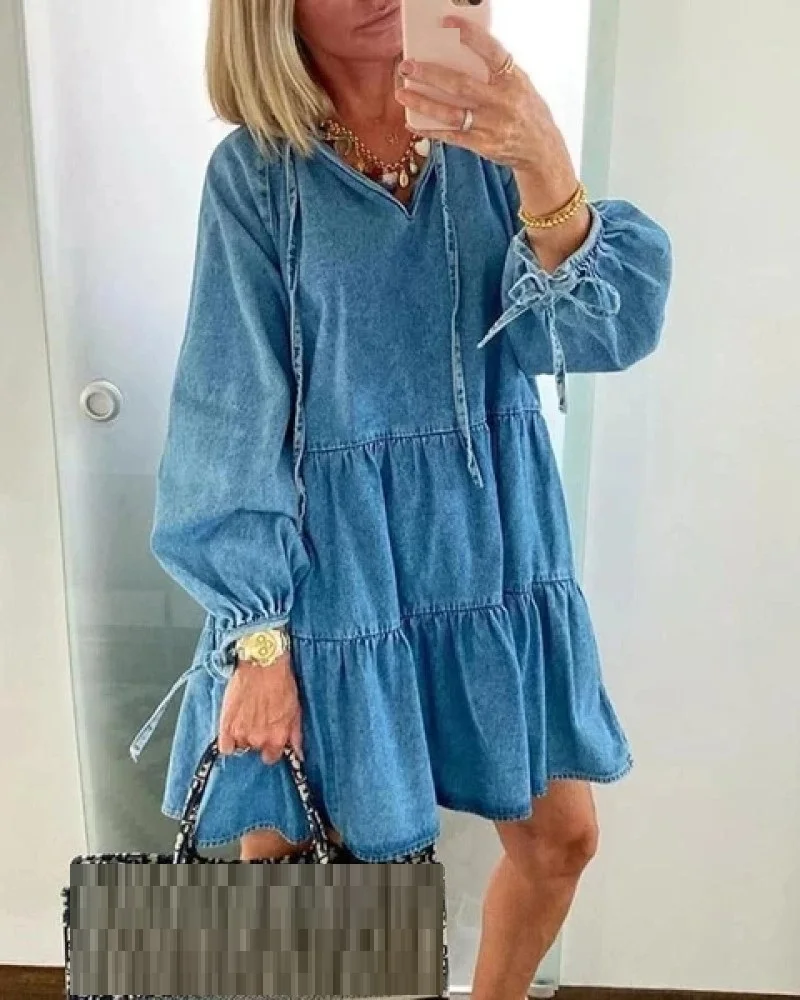womens dresses new arrival 2020 sukienka Autumn blue denim dress Casual long sleeve v neck mini shift dress robe jeans femme
womens dresses new arrival 2020 sukienka Autumn blue denim dress Casual long sleeve v neck mini shift dress robe jeans femme