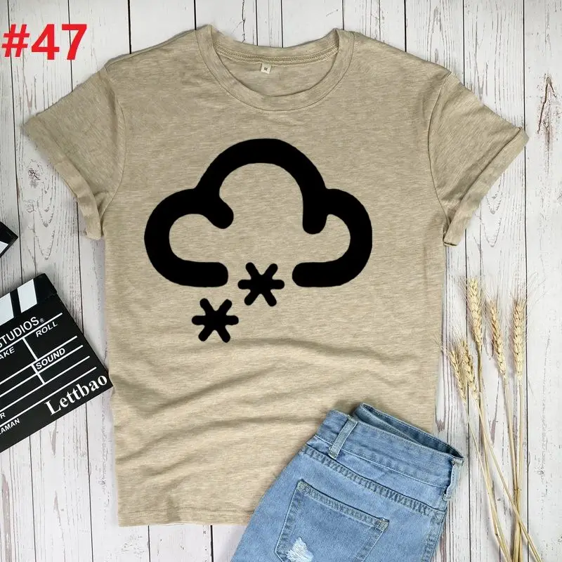 Weather Symbol Printing T-shirts Women Clothing Summer T Shirt for Women Fashion Summer Woman Shirt Ropa Mujer
Weather Symbol Printing T-shirts Women Clothing Summer T Shirt for Women Fashion Summer Woman Shirt Ropa Mujer