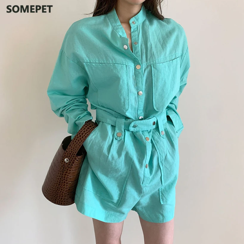 Long Sleeve Playsuit Women Buttons Waist Tie Loose Summer Autumn Jumpsuit Collar Pocket Denim Solid Romper Overall
Long Sleeve Playsuit Women Buttons Waist Tie Loose Summer Autumn Jumpsuit Collar Pocket Denim Solid Romper Overall
