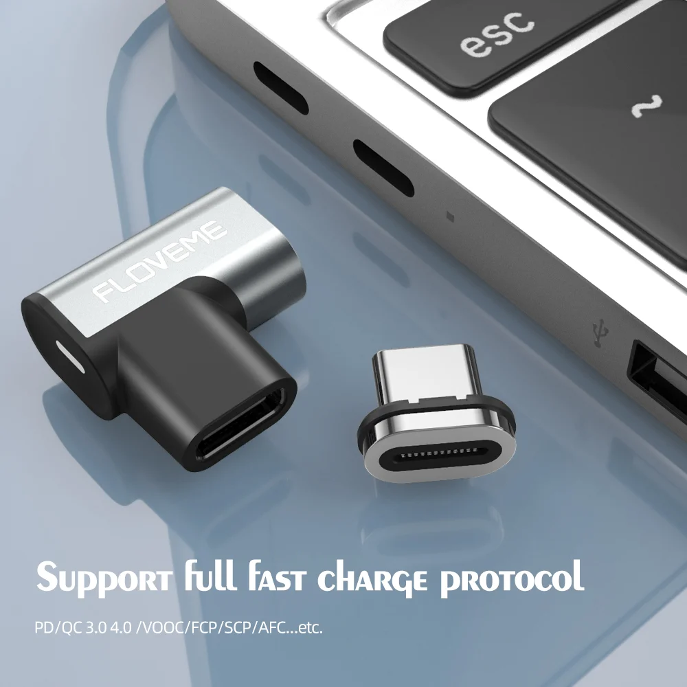 Магнитный адаптер FLOVEME 100 Вт Type-C на 24 контакта 10 ГБ Type C быстрая зарядка USB