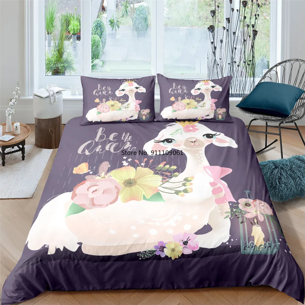 Cartoon Bedding Set 3D Digital Alpaca Pattern 2/3pcs Duvet Cover Set Single Twin Double Full Queen King Size for Bedroom Textile 
Cartoon Bedding Set 3D Digital Alpaca Pattern 2/3pcs Duvet Cover Set Single Twin Double Full Queen King Size for Bedroom Textile