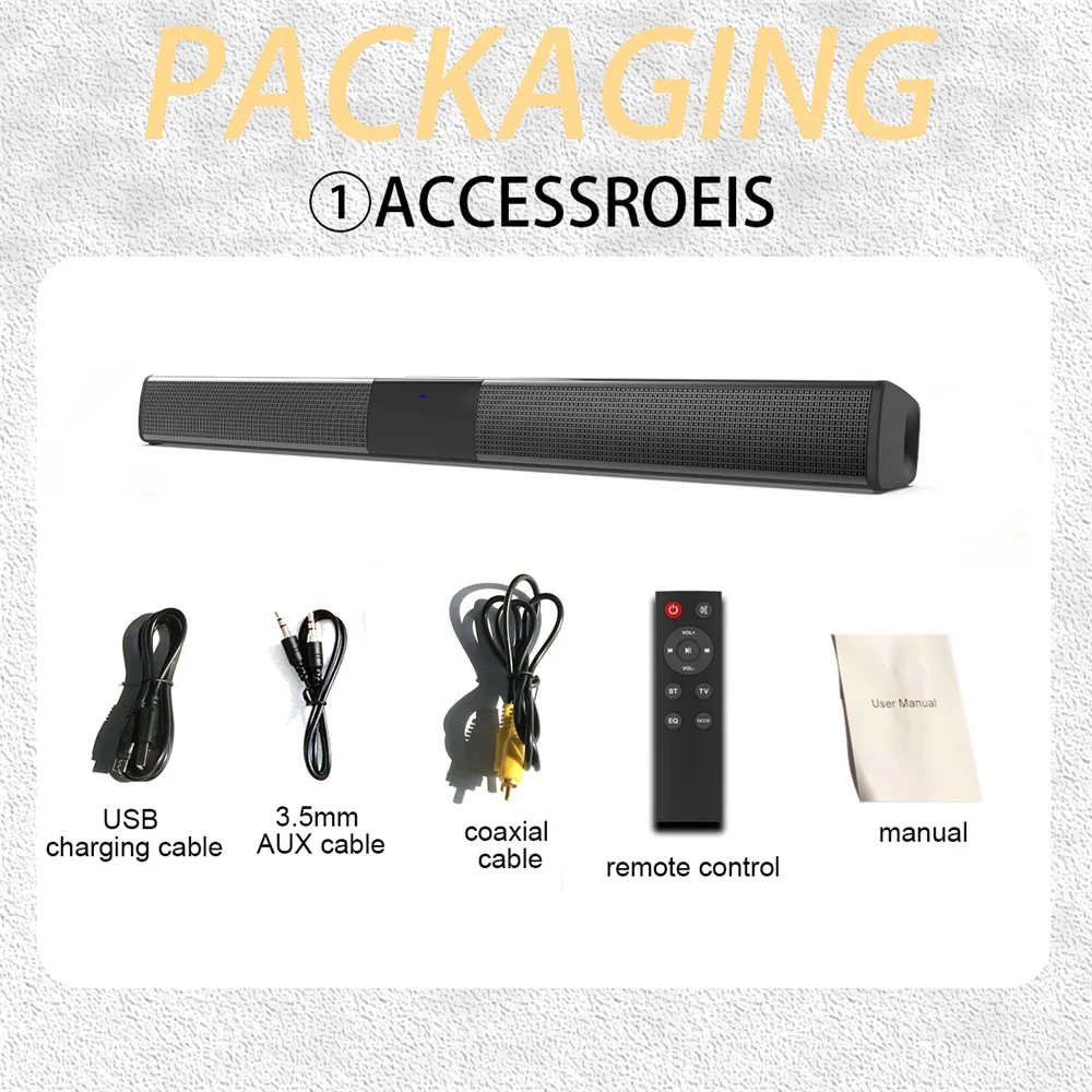 20W TV Soundbar Wired & Wireless Bluetooth Speaker HiFi Stereo Home Theater Sound Bar Subwoofer Column for Smart Mobile Phone PC
20W TV Soundbar Wired & Wireless Bluetooth Speaker HiFi Stereo Home Theater Sound Bar Subwoofer Column for Smart Mobile Phone PC
