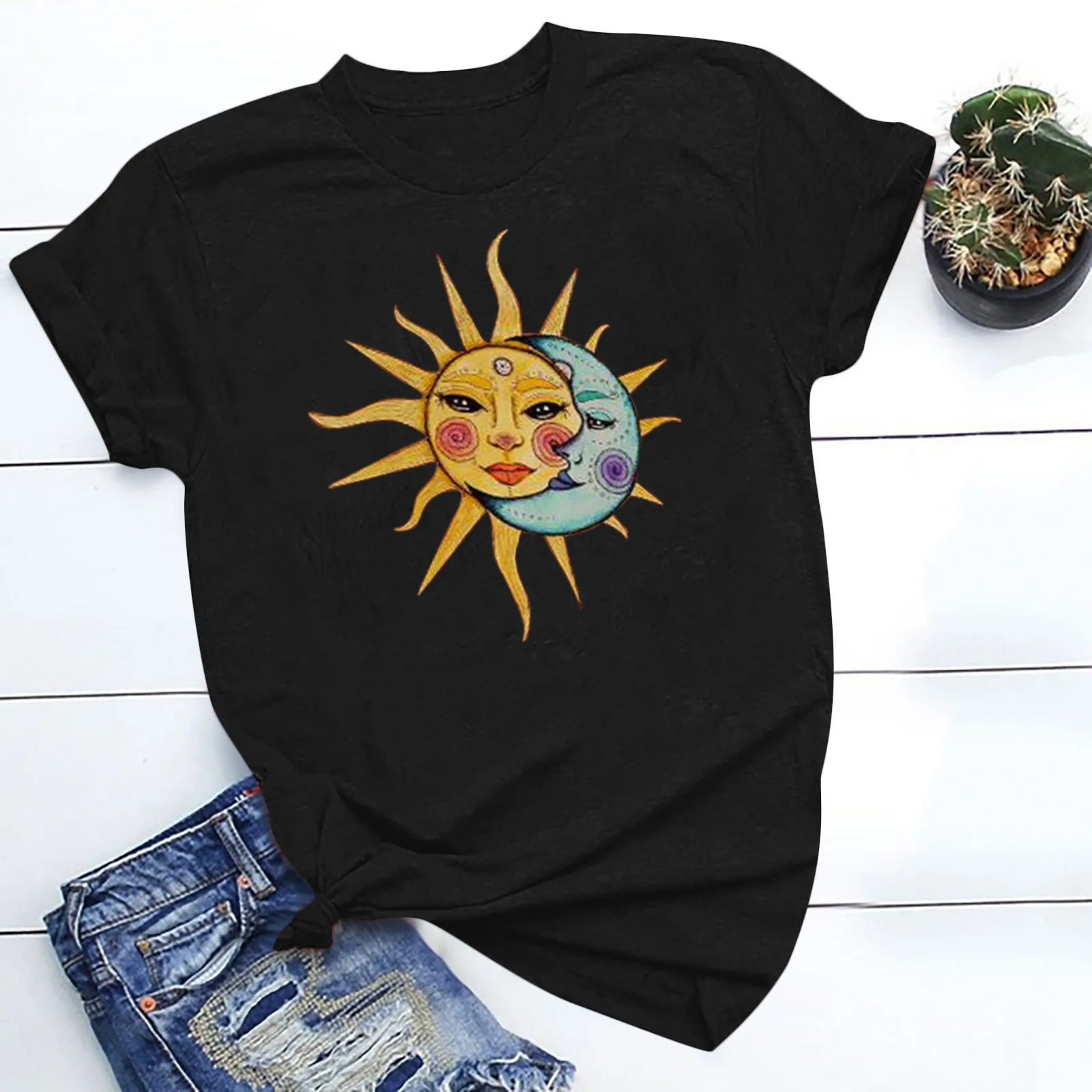 Oversized Harajuku Tee Shirt Sun Graphic Tshirt Women's Vintage Printed Casual Fashion Soild Color Short Sleeve Tops ђболка
Oversized Harajuku Tee Shirt Sun Graphic Tshirt Women's Vintage Printed Casual Fashion Soild Color Short Sleeve Tops ђболка