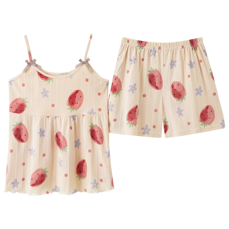 Cotton Pajamas for Women Summer Sling Sleep Tops with Shorts Cute Home Wear Printed Home Suit Plus Size Pajamas for Teen Girls
Cotton Pajamas for Women Summer Sling Sleep Tops with Shorts Cute Home Wear Printed Home Suit Plus Size Pajamas for Teen Girls