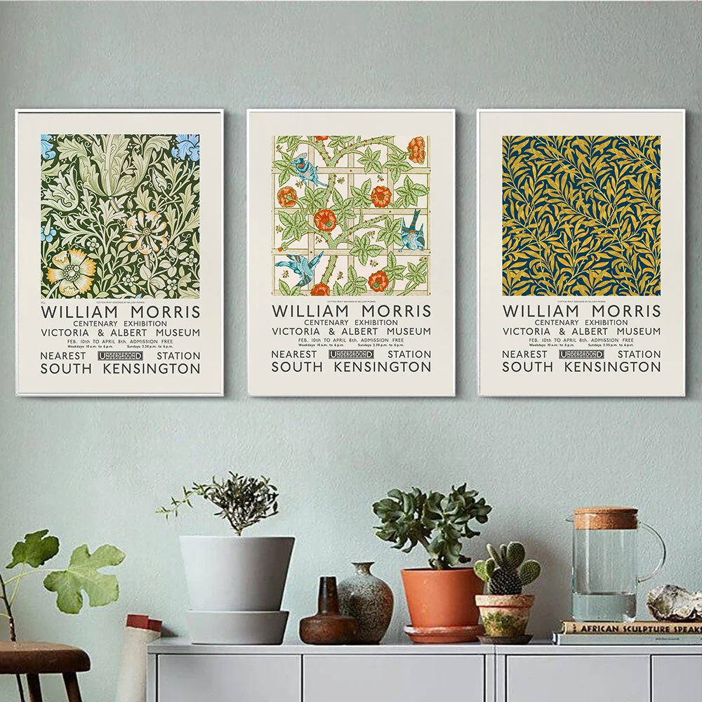 

Scandinavian White Line Botanical Painting Mucha Exhibition Canvas Posters and Prints Flower Museum Gallery Wall Art Home Decor