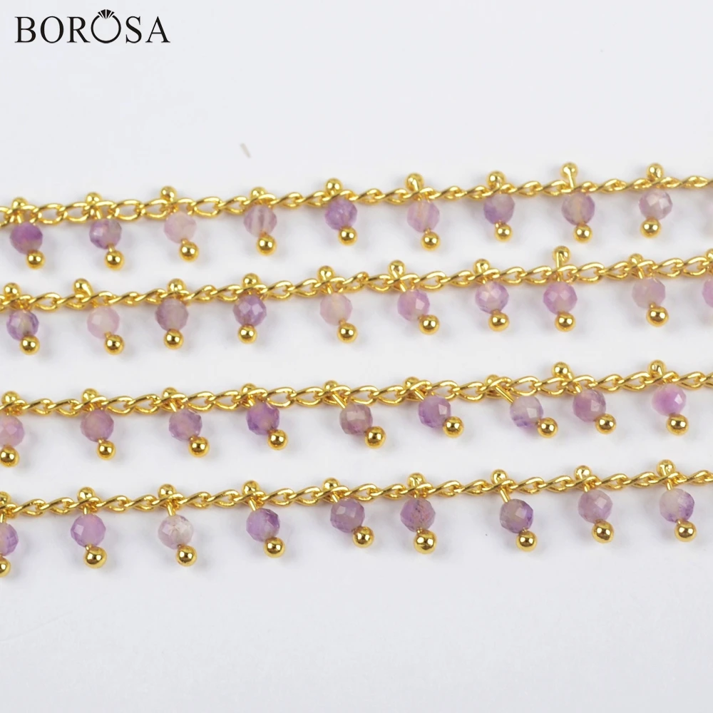 BOROSA 3 метра бусины из натурального аметиста граненые цепочки фиолетовые хрустальные кварцевые бусины латунные цепочки JT262
BOROSA 3 метра бусины из натурального аметиста граненые цепочки фиолетовые хрустальные кварцевые бусины латунные цепочки JT262