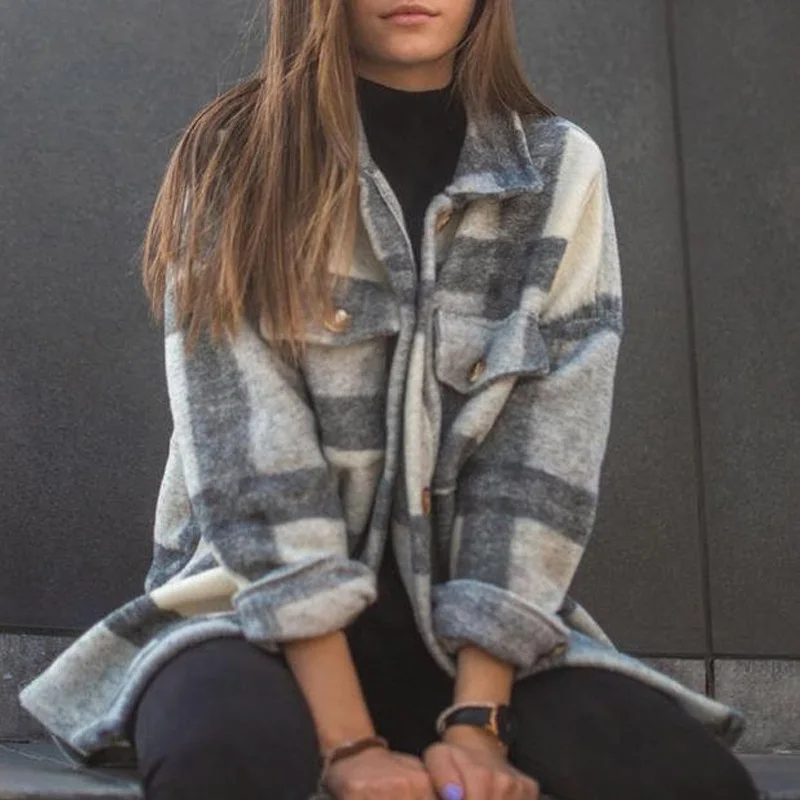 Casual Woolen Coat Women Fashion French Style Long Sleeve Slim Tops Street Wear Belt Outwear Spring Outwear Plaid Blouse Autumn
Casual Woolen Coat Women Fashion French Style Long Sleeve Slim Tops Street Wear Belt Outwear Spring Outwear Plaid Blouse Autumn