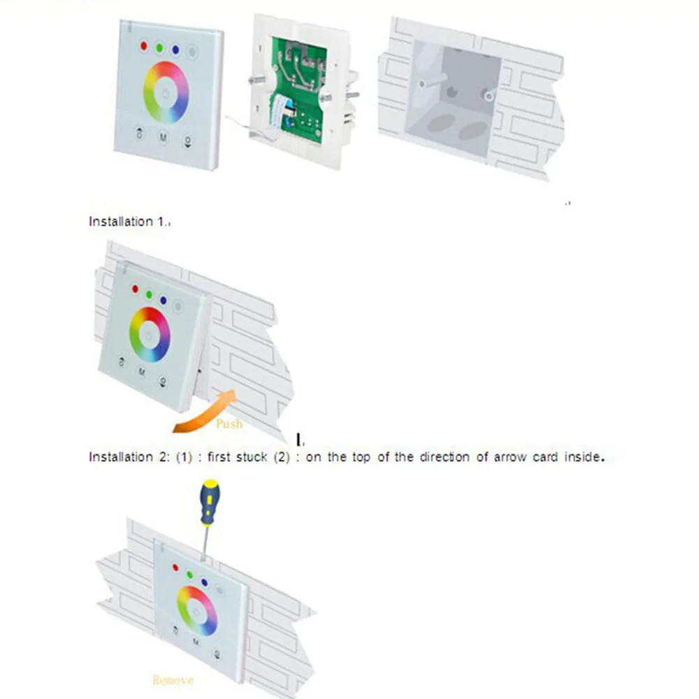 Touch Switch Control Panel RGBW 2.4G Wireless Wall Switch Touch Controller 12-24V LED Strip intelligent switch wall embedded 
Touch Switch Control Panel RGBW 2.4G Wireless Wall Switch Touch Controller 12-24V LED Strip intelligent switch wall embedded