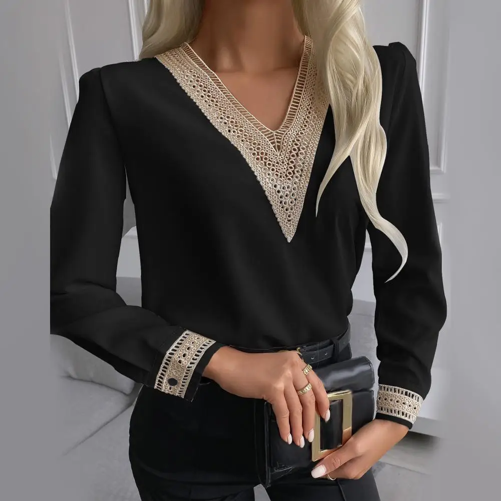 New Autumn Sping Fashion Polyester Blouse Women Lace V Neck Long Sleeve Top Casual Pullover Ladies Blouse Streetwear Women's Tee
New Autumn Sping Fashion Polyester Blouse Women Lace V Neck Long Sleeve Top Casual Pullover Ladies Blouse Streetwear Women's Tee