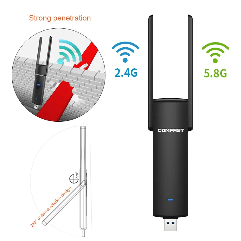 Usb Wifi адаптер 1200 Мбит/с двухдиапазонный Wi-Fi ключ 2,4 ГГц + 5 ГГц компьютер AC сетевая карта USB 3,0 антенна 802.11ac/b/g/n
Usb Wifi адаптер 1200 Мбит/с двухдиапазонный Wi-Fi ключ 2,4 ГГц + 5 ГГц компьютер AC сетевая карта USB 3,0 антенна 802.11ac/b/g/n