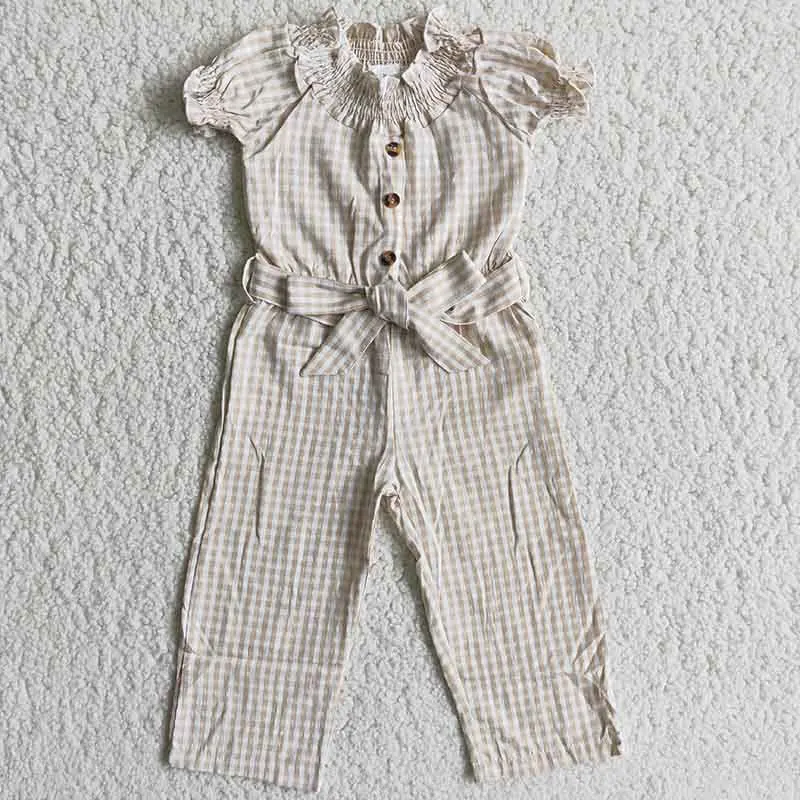 Wholesale Boutique Children's One-piece Jumpsuit Clothing Khaki Plaid Seersucker Baby Girl Comfortable Breathable Kids Pants
Wholesale Boutique Children's One-piece Jumpsuit Clothing Khaki Plaid Seersucker Baby Girl Comfortable Breathable Kids Pants