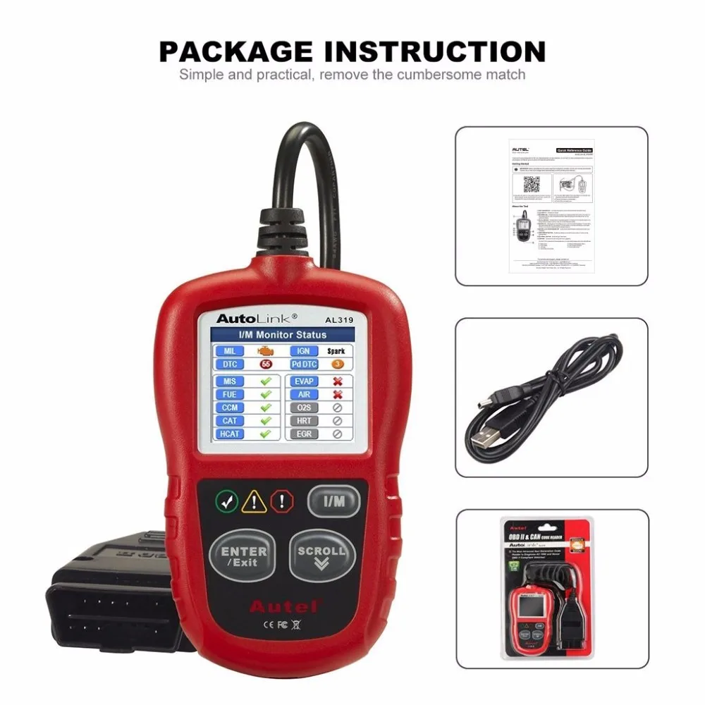 Autel AL319 Full OBD2 Scanner OBDII Engine Error Code Reader Car Diagnostic Tool Multilingual PK elm327 CR3001
Autel AL319 Full OBD2 Scanner OBDII Engine Error Code Reader Car Diagnostic Tool Multilingual PK elm327 CR3001