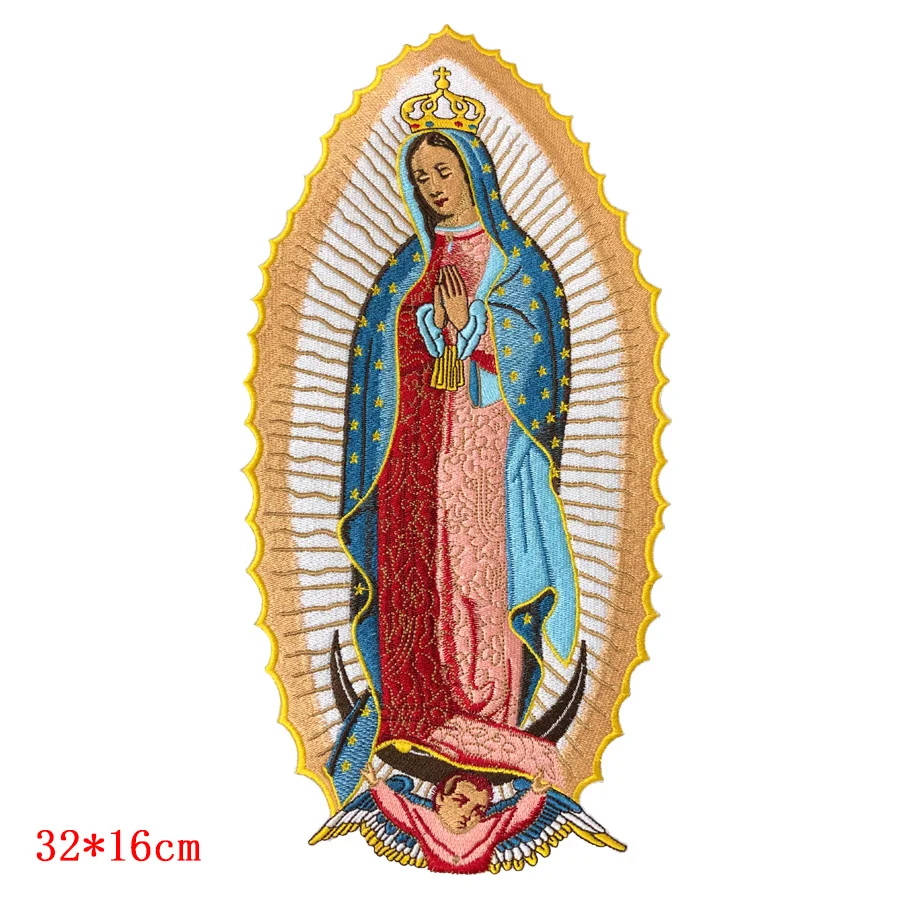 

Virgin Mary back Sew /Iron On Patch Embroidered Applique Sewing Label punk biker Patches Clothes Stickers Accessories Badge