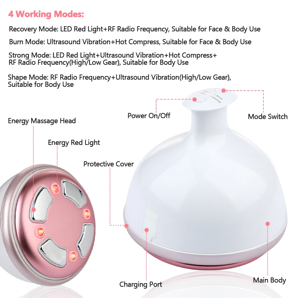 RF Cavitation Ultrasonic Slimming Massager 3D Body Shaping LED Fat Burner Skin Care Red Light Tightening Weight Loss Beauty Tool
RF Cavitation Ultrasonic Slimming Massager 3D Body Shaping LED Fat Burner Skin Care Red Light Tightening Weight Loss Beauty Tool