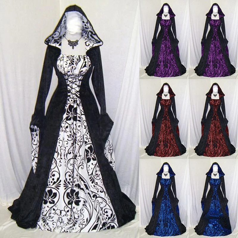 Medieval Retro Literary Long-sleeved Lace-up Waist Hooded Palace Swing Dress European And American Palace Dress Party
Medieval Retro Literary Long-sleeved Lace-up Waist Hooded Palace Swing Dress European And American Palace Dress Party