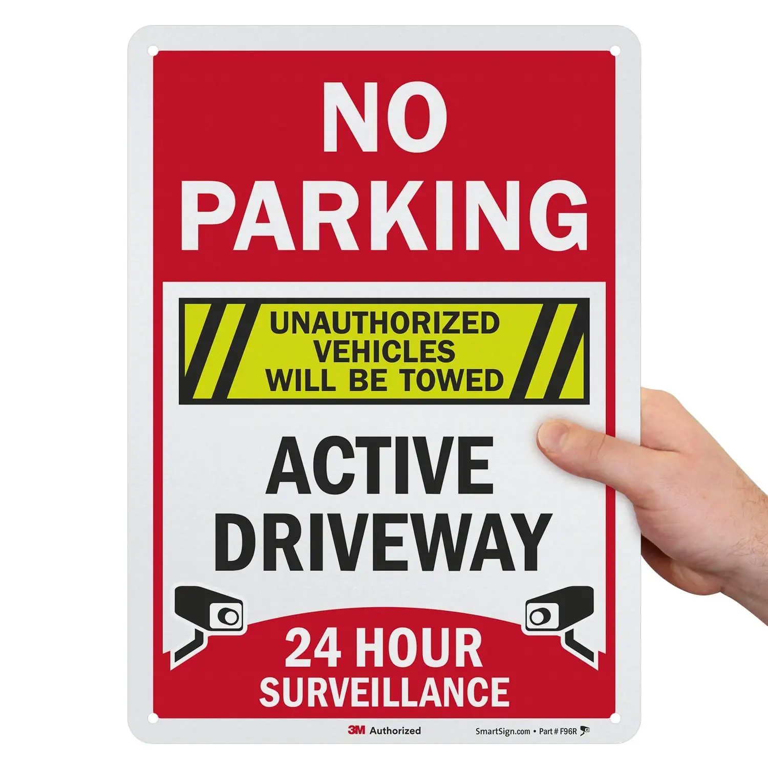 SmartSign "No Parking - Active Driveway, 24 Hour Surveillance, Unauthorized Vehicles Will Be Towed" Sign
SmartSign "No Parking - Active Driveway, 24 Hour Surveillance, Unauthorized Vehicles Will Be Towed" Sign