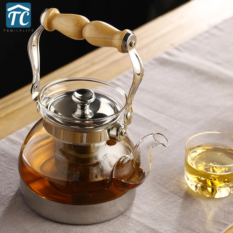 Heat Resistant Glass Teapot Stainless Steel Infuser Bamboo Handle Tea Pot Clear Kettle Filter Baskets Tea Sets Heated Container
Heat Resistant Glass Teapot Stainless Steel Infuser Bamboo Handle Tea Pot Clear Kettle Filter Baskets Tea Sets Heated Container
